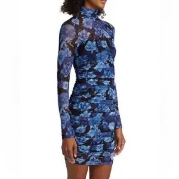 Alice + Olivia Blue Floral Long Sleeve Dress wear it long or short - Picture 3 of 10